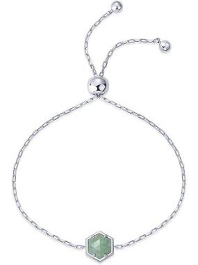 Fluorite White Gold 14K Gold Plated Hexagon Gemstone Bracelet